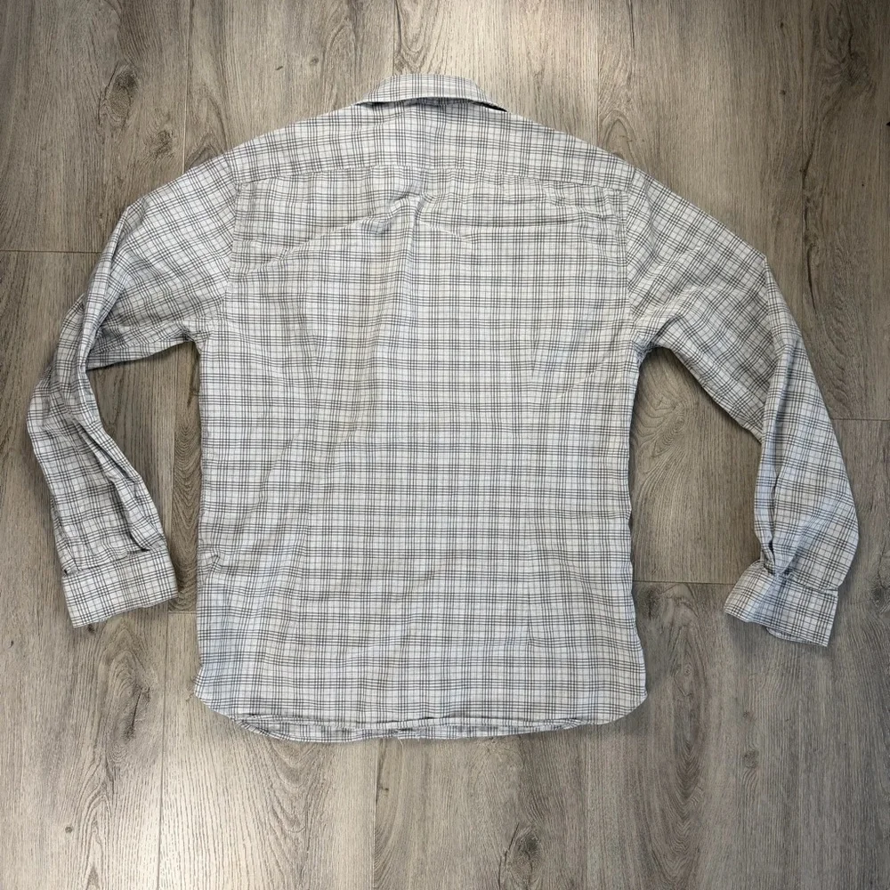 John Varvatos U.S.A. Shirt Mens 15 32/33 Gray Plaid‎ Slim Fit Dress Long Sleeve